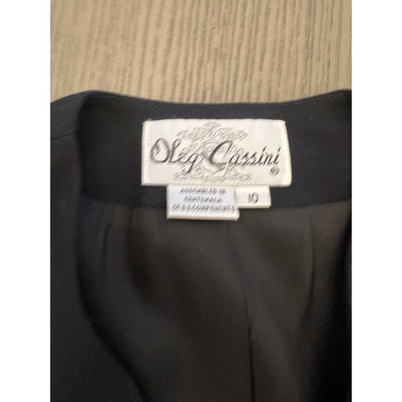 Vintage Oleg Cassini Blazer 100% Wool Black Gold Buttons Size 10 - Picture 8 of 12